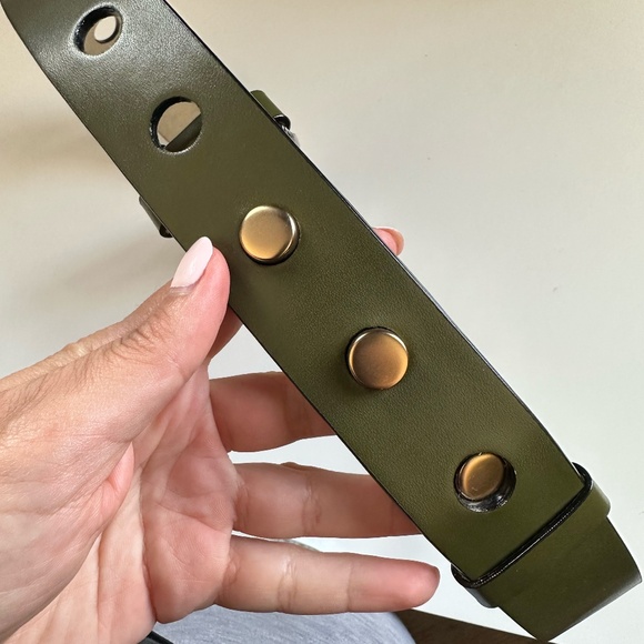 Charles & Keith Army Green Olive Leather Belt Size L - Picture 1 of 4